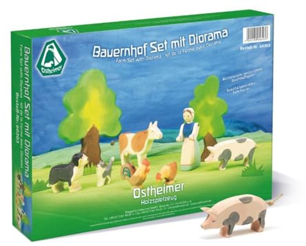 Ostheimer 60303 - Bauernhof Set mit Diorama 8-tlg.