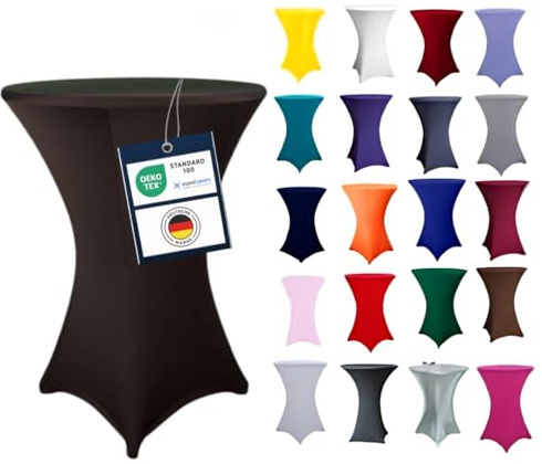 Expand Stehtischhusse Schwarz Ø 80–86 cm – Stretch Husse für Stehtisch & Bistrotisch – rutschfest, Waschbar, 210 g/m² Premium Qualität