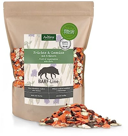 AniForte Barf Dog Food Mix, Fruit & Vegetables with herbs 1 kg for Dogs, Natural Raw Diet Food Supplement, Gluten and Grain Free without Artificial Additives