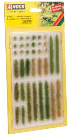 NOCH® Grasstreifen „hell- und dunkelgrün“, mit verschiedenen Grüntönen, 6 mm hoch perfekt für die Modelleisenbahn und Dioramen