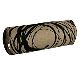 beties - Mystik - Nackenrollenbezug ca. 15x40 cm; abstraktes Kringel-Design in 100% Baumwolle Toffee-Schwarz