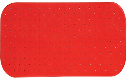MSV Premium Duschmatte Badematte Badewannenmatte Badewanneneinlage antibakteriell rutschfest mit Saugnäpfen-Rot-duftet nach Rosen-ca. 36 x 65 cm-waschbar bei 60° Grad, Gummi, Red, Large