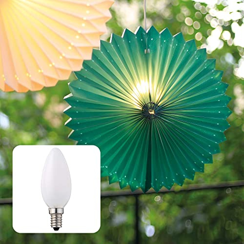 hellum Sunny Lampion innen grün, Ø40cm, Schalter & Stecker, inkl. LED | Papierlampenschirm inkl. LED E14, Lampion grün für Fenster, Papierleuchten hängend für Hochzeit, Laterne grün Party 523584