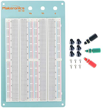 Makeronics 1660 Tie-Points Solderless Breadboard with Blue Aluminum Back Plate for Circuit/Arduino/Raspberry Pi Prototyping