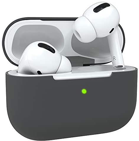 EAZY CASE - Schutzhülle für AirPods Pro Hülle Grau Silikon Case Stoßfest mit Deckel Schutz Antikratz Etui Cover rutschfeste Silikonhülle für Airpod Pro 1. Generation Silikoncase in Anthrazit