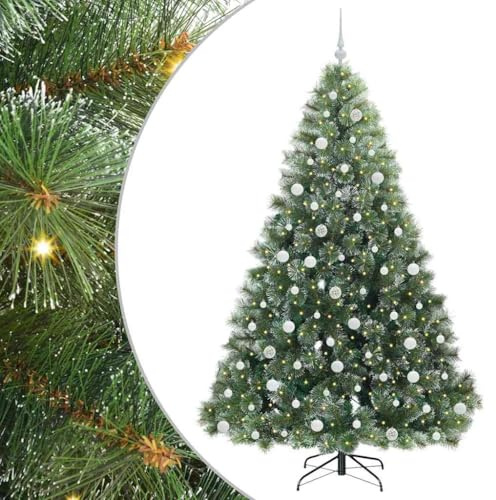 vidaXL Árbol de Navidad Artificial con 300 LED Verde 210 cm PE y PVC, Decoración para Sala, Adorno cónico Moderno, Navidad con Luces Blancas cálidas, Uso Interior y Exterior