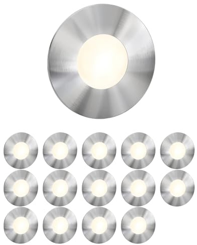 ledscom.de 15x LED Treppenlicht/Wandeinbauleuchte FEX für innen und außen, rund, edelstahl, 85mm Ø, warmweiß