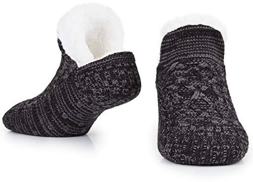CityComfort Calzini Antiscivolo Invernali Donna, Calze Calde E Morbide (Black)