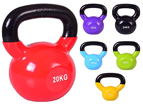 4kg,16kg, 20kg, 24kg, Kettlebell, Heavy Weight Kettle Bell Vinyl Coated for Strength Cardio Training, Kettlebells for Home & Gym Fitness Workout for Bodybuilding Weight Lifting (4kg - 24kg)