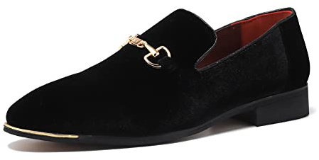FLQL Men's Luxury Penny Velvet Slip-On Loafers Party Dancing Shoes Casual Suede Wedding Shoes Plus Size 7-13