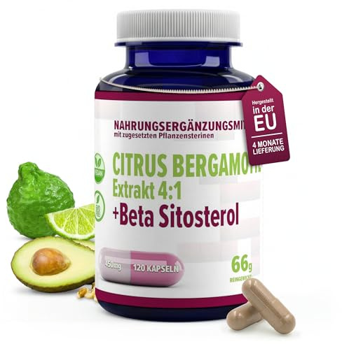 Hepatica Citrus Bergamot + Beta Sitosterol | 450mg Dual Complex | Citrus Bergamia Fruit Extract & Plant Sterols | 120 Vegan Capsules | 3rd Party Lab Tested