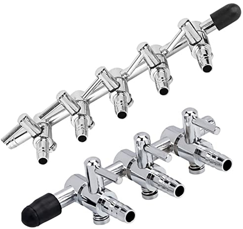 WanFengXue 2Pcs Aquarium Oxygen Distributor 3 Way and 5 Way Chromium Copper Air Control Valve Splitter Pump Accessories for Fish Tank Air Flow Control