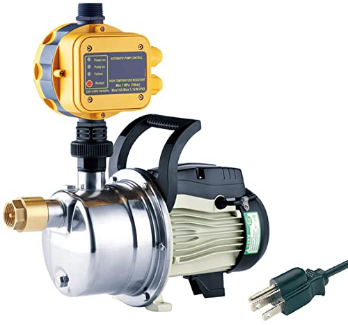 TDRSUPER 1/2 HP Wasserdruckerhöhungspumpe mit intelligentem Treiber, 845GPH, 110V, 370W, Brunnenpumpe aus Edelstahl, automatische Wassertransferpumpe für zu Hause,