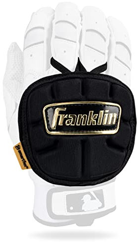 Franklin Sports Baseball Handschutz - PRT LT Serie Erwachsene Handschutz zum Schlagen - Schutzschild für Rechts- und Linkshänder - Schwarz + Gold - Einstellbare Einheitsgröße - Erwachsene