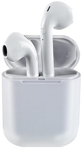 APM Ecouteurs Bluetooth sans Fil, Boîtier de Charge, Ecouteur sans Fil, Son Stéréo, Oreillette Bluetooth, Bouton Contrôle Audio, Casque Bluetooth, Compatible PC Smartphone Tablette, Blanc, 200026