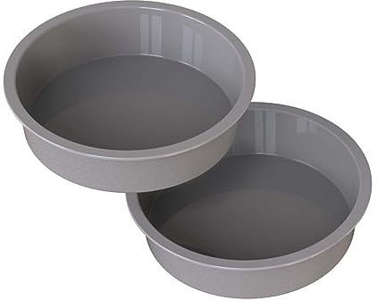 KEYFIVE Silicone 7 inch Cake Pan Round, 2Pcs 7 Air Fryer Baking Pan, 7in Silicone Molds for Baking Banana Cakes, Mousses