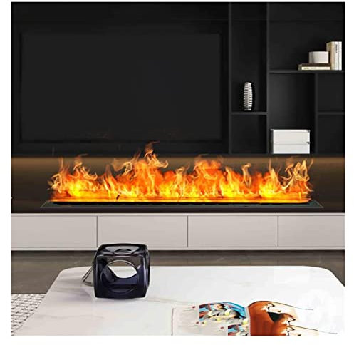 Caminetto Finto Camino elettrico Camino elettrico ultrasottile da incasso con fiamma realistica a 7 colori, pannello nero sottile, telecomando e pulsanti, timer, protezione dallo spegnimento automatic