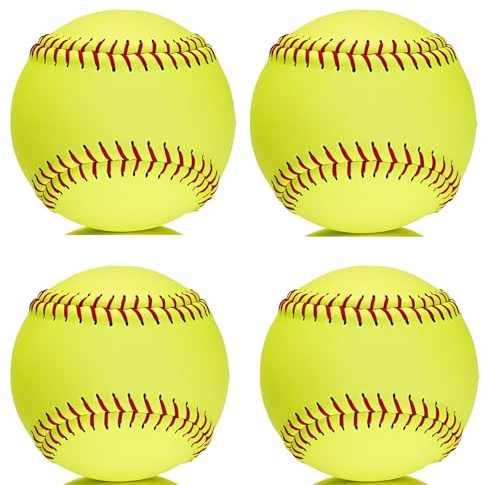 OMYOPY Palline da softball di dimensioni ufficiali, 30,5 cm, Fastpitch, palline da allenamento non contrassegnate e rivestite in pelle, per giochi, pratica e allenamento (confezione da 4)