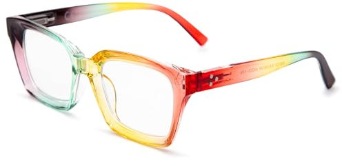 Amorays Lesebrille Oversized Square Frame Vintage mit Anti-Blaulicht Linsen Federscharnier Presbiopia Leser für Damen Herren 6561NEW, Bunt, 2.50