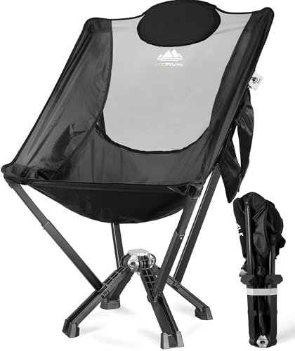 MTRVR Campingstuhl Faltbar Tragbarer Camping Stuhl 100 kg Leicht Faltstuhl mit Seitentaschen Klappstuhl mit Tragetasche für Picknick, Outdoor, Wandern (D-schwarz,Tragfähigkeit 272 kg)