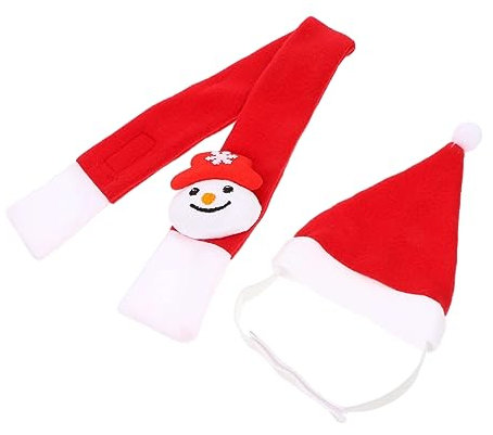 FONDOTIN Weihnachtsmann-haustiermütze Weihnachts-haustierhalsband Cosplay-mütze Für Hunde Und Katzen Weicher Flauschiger Stoff Festliches Haustier-kostüm-Set