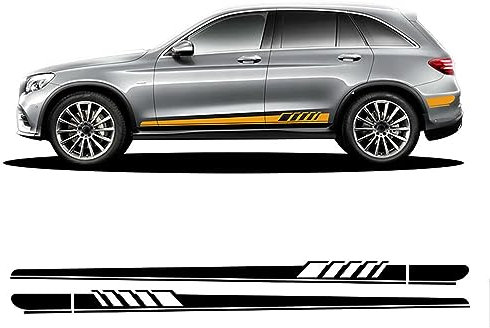 LHyfA Seitenschweller Streifen Karosserie Aufkleber,für Mercedes Benz GLC Class X253 C253 Coupe GLC250 GLC300 GLC63 AMG,Auto-Karosserie-Tür-Dekor-Aufkleber Außenzubehör,A-Black