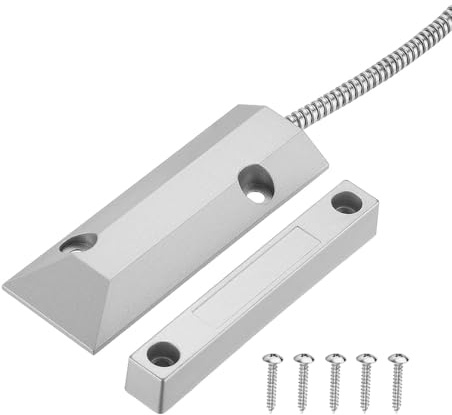 ZONADAH Tür-Magnetkontakte, Schalter, Sensor, Zinklegierung, verkabelt, magnetischer Rollladen, magnetischer Reed-Schalter, Detektor, Alarm, NC, Zuhause, Garage, Sicherheitsset, Grau