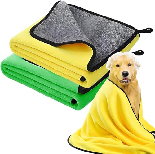 USYSGT Juego de 2 Toallas Perros Baño, 120 x 60 cm Toalla Absorbente y Suave para Mascotas Toalla Lavable en Microfibra Toallas Secado Rápido para Mascota Perros Medianos & Grandes