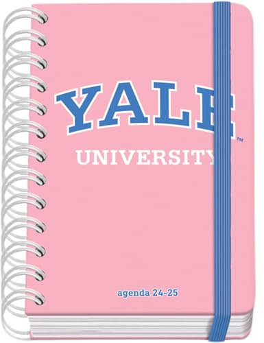 DOHE - Schülerkalender 2024/2025, Tagesansicht, A6 (12 x 17 cm), Ringverschluss und Gummi, Spanisch und Englisch, 4 Aufkleberseiten, September bis Juni, Schulmaterial - Yale University Pink Lady