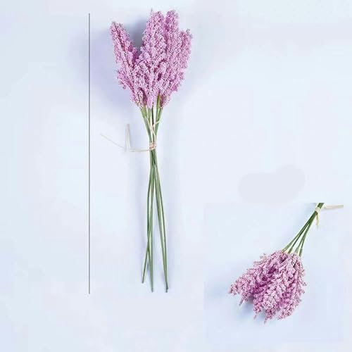 Künstliche Lavendelblüten, künstliche Ährenköpfe, für Zuhause, Hochzeitsdekoration, Frühlingsgarten, Bauernhaus, Veranda, Topf, Blumenkasten, Dunkelviolett, 60 Stück