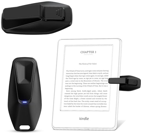 YAWFIER Remote Control Page Turner for Kindle Paperwhite Oasis Kobo eReaders Accessories,Page Turner Clicker for Kindle Android iOS Phones Tablet Reading Novels Comics Taking Photos (ZMatte Black)