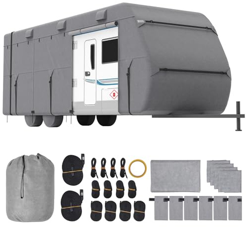 VEVOR Bâche de Protection Camping-Car, 6,7-7,3 m, Housse Caravane Non tissée à 4 Couches, Classe A résistant à l'eau, au Vent et indéchirable, avec Sac de Rangement, rustines de réparation, Sangles