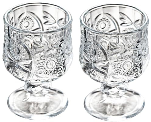 Ciieeo Vintage Style Crystal Wine Glass Set 2pcs, Small Glass Cups with Dispenser, Household Retro Drinkware for Home Bar and Party Use