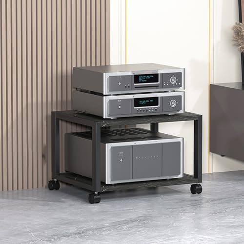 YVZYLXH Meuble HiFi Meubles pour Audio/vidéo Support multimédia AV avec Roue,Étagères réglables pour Tour Audio Étagère d'angle Support AV pour Salle d'enregistrement cinéma Maison Bureau(50x40x49cm)