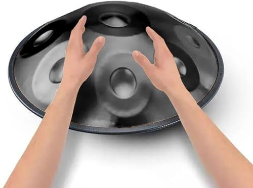 Handpan In D Moll 432Hz 56cm Trommel Drum Mit 9 Tönen, Stahl Handtrommel, Metall Percussion Instrument Für Professionelle Auftritte, Musik Für Erwachsene(Schwarz)