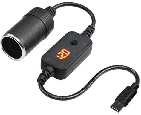 USB C auf Zigarettenanzünder, Spannung einstellbar 5V/9V/12V/15V/20V, 40W, USB C Stecker auf 12V Auto Zigarettenanzünder Adapter, USB Zigarettenanzünder, für Auto-Recorder, Streaming-Rückspiegel
