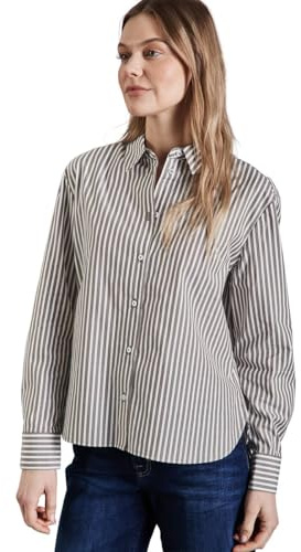 STREET ONE randig skjortblus, Muddy Brown, 38