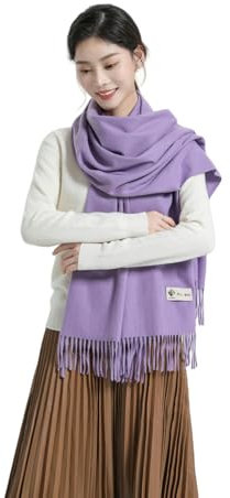 CMZYBBD Schal Wollschal Für Damen – Dicker Kaschmir Für Herbst Und Winter, Vielseitiger Schal, Roter Schal Mit Doppeltem Verwendungszweck Als Wärmendes Geschenk Für Damen-lila-200 * 70 cm