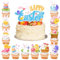 Topper per torte di Pasqua,24 pezzi di uova di coniglio per decorazioni di cupcake e 1 pezzo di decorazione per torte di Pasqua felice, per decorazioni pasquali