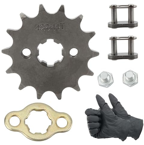 PowerMotor 428-14T - Kit de eslabones de cadena de repuesto para motor delantero de motocicleta de 17 mm, para motocross Pit Mini Pocket Bike ATV de 4 ruedas, ciclomotor, Go Kart de 50 cc, 70 cc, 110