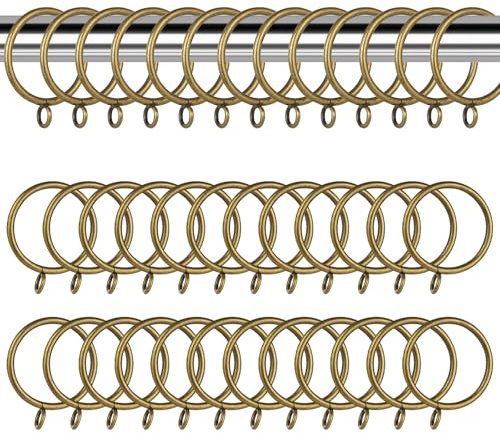 Businey 24 Pack Curtain Rings 32mm Bronze Metal Curtain Rings Brass Curtains Ring Internal Diameter Curtains Hoops Rod Ring with Eyelet for Window, Door and Shower Hanging