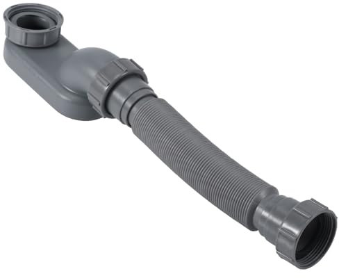 Flexible 1 1/2 P-Trap, Freestanding Tub Drain Flat Flexible P-Trap 1-1/2 Shower Drain Interface 1.7in for Bathtub Shower Bathroom