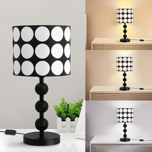 XINYASEE Lámpara de Mesa E27, LED Luz Mesita de Noche, Pantalla de Tela, Lámpara Escritorio Diseño Clasico Vintage para Dormitorio, Estudio, Salon etc (A)
