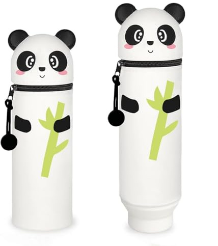 Alfven 2-in-1 Silikon Federmäppchen,Kawaii Federmäppchen Weißer Panda Pencil Case Stifte Mäppchen für Mädchen Junge Kinder Schule Office Supplies