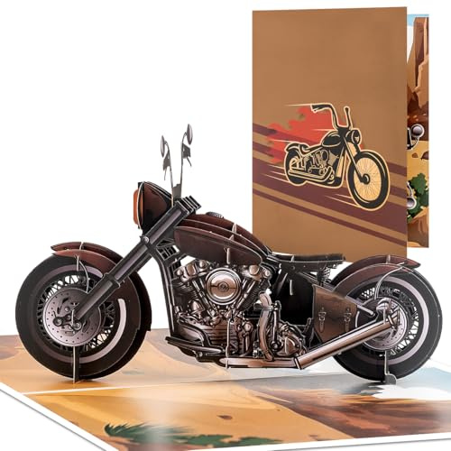 CNLITIHEKA 3D Motorrad Geburtstagskarte für Männer, Vatertag Pop-Up-Karte, | enthält Umschlag.