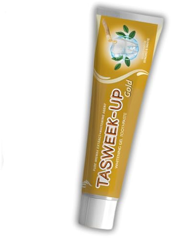 Miswak Tasweek-Up Gold - Natürliche Pflege und aufhellungs Zahnpasta für weiße und gesunde Zähne, Gel-Zahnpasta | Ayurvedische Paste | Anti Karies und Plaque | mit Minz-Geschmack (1)