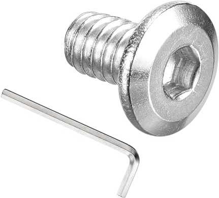 PATIKIL 1/4-20 x 3/8 Flat Head Hex Socket Cap Screw Bolt, 20PCS 304 Stainless Steel 18-8 Furniture Bolt with Hex Allen Wrench for Bed Repairs Ship Assembly Mechanical Industry, Silver