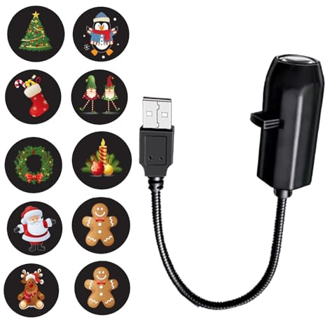 Dayysiuy Luci Proiettore LED Natale,Proiezione Luci Per Feste USB Impermeabile Con 10 Motivi | Stagionale Decor per Prato Appartamento Scuola,Per Uffici Scrivania Casa Scuola Appartamento
