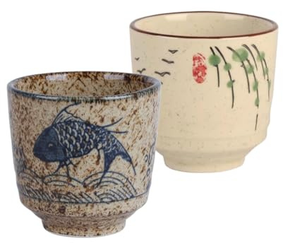 Générique Tasse Cafe et Tasse japonaise,16cl×2,Idéale pour le café expresso,le thé,sans anse,style asiatique,design unique et cadeau