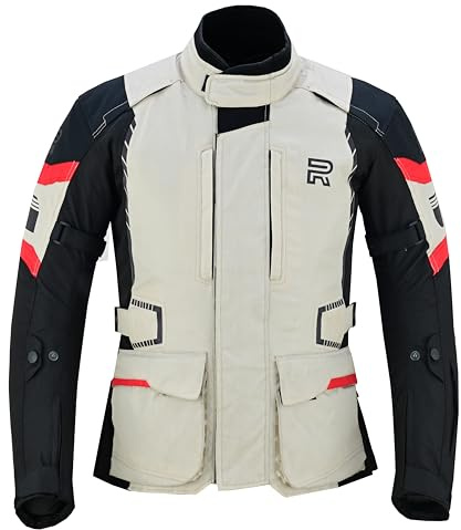 RAXUS FORCE CHAQUETA DE MOTO HOMBRE INVIERNO IMPERMEABLE Homologada CE (FR/ES, Letras, L, Regular, Regular, Blanco)